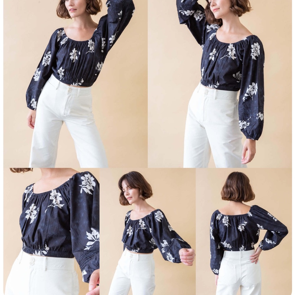 Apiece Apart Off-Shoulder Floral Print Crop NWT